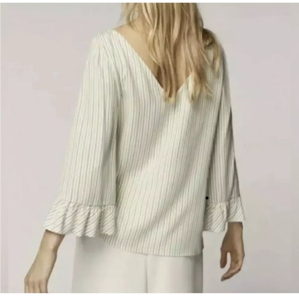 Massimo Dutti Striped Bell Sleeve Blouse Top - Picture 3 of 12